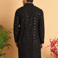 Embroidered Sequined Viscose Straight Kurta. ( KO 5125Black )