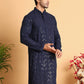 Embroidered Sequined Viscose Straight Kurta. ( KO 5125Navy )