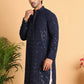 Embroidered Sequined Viscose Straight Kurta. ( KO 5125Navy )