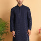 Embroidered Sequined Viscose Straight Kurta. ( KO 5125Navy )