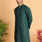 Embroidered Sequined Viscose Straight Kurta. ( KO 5125Olive ) [FF] [A-9-10]