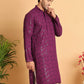 Embroidered Sequined Viscose Straight Kurta. ( KO 5125Purple )