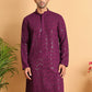 Embroidered Sequined Viscose Straight Kurta. ( KO 5125Purple )