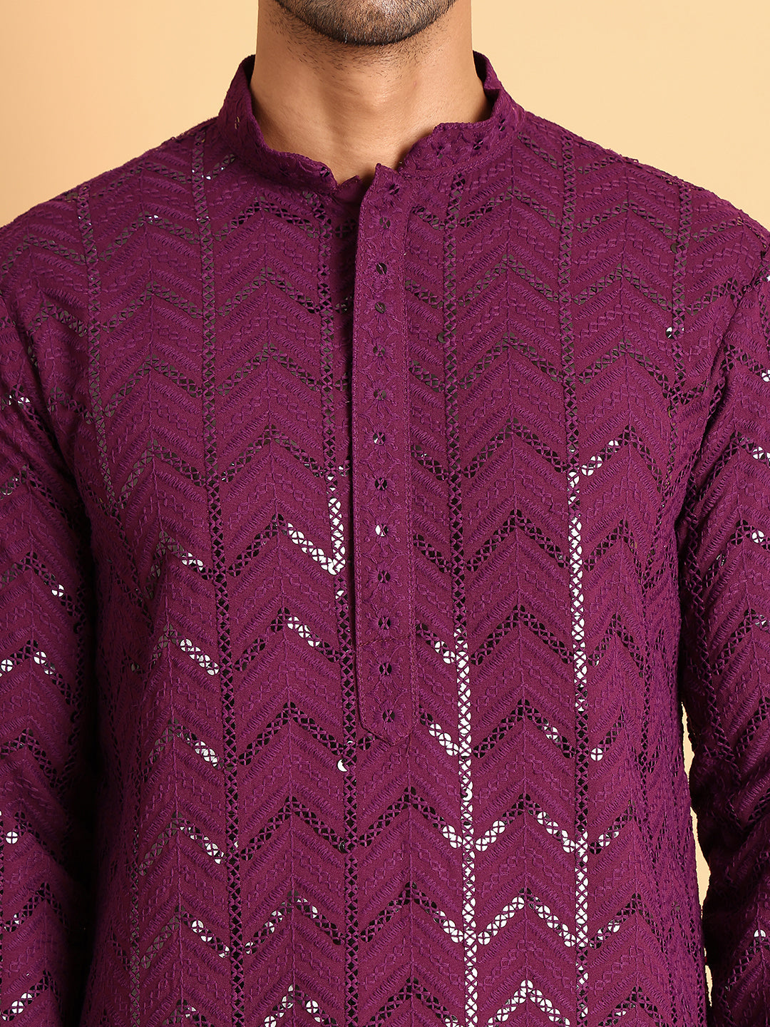 Embroidered Sequined Viscose Straight Kurta. ( KO 5125Purple )