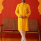 Embroidered Sequined Viscose Straight Kurtas. ( KO 5125Yellow )
