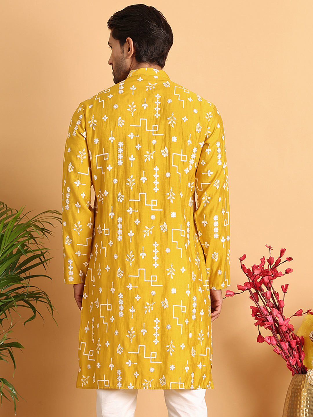 Embroidered Silk Blend Straight Kurta. ( KO 5126Mustard )