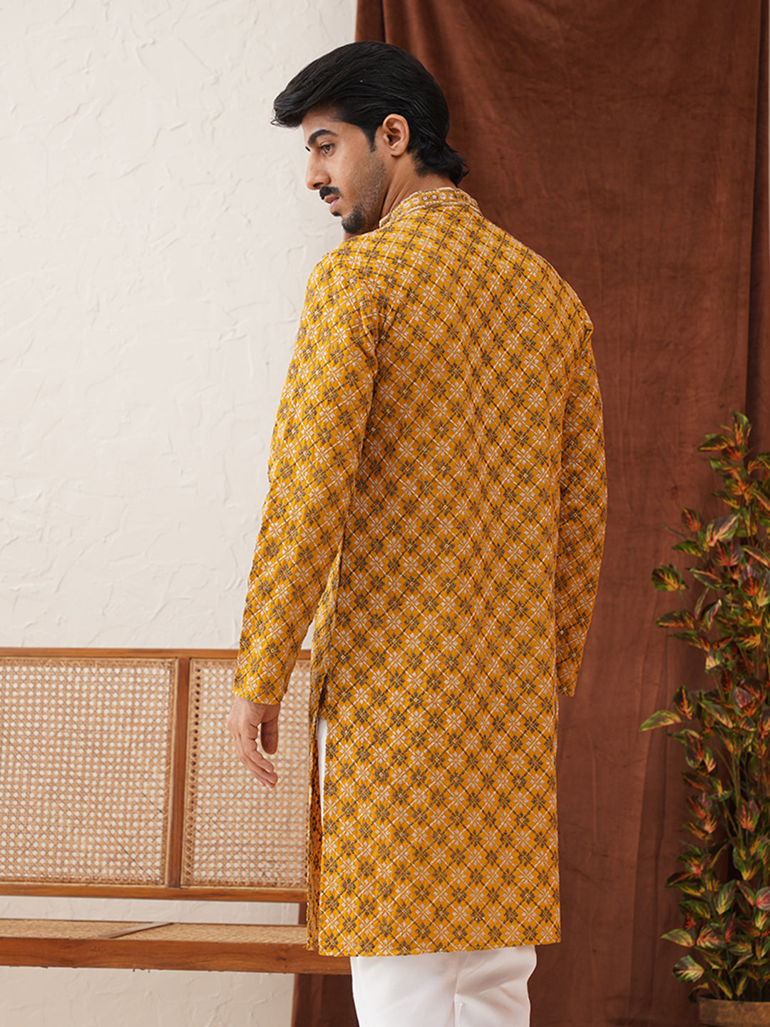 Embroidered Kurtas For Men ( KO 5127Mustard )