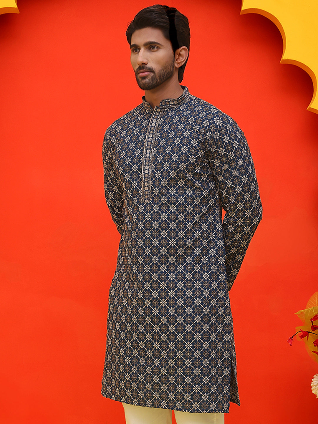 Embroidered Kurtas  For Men ( KO 5127 Peacock )