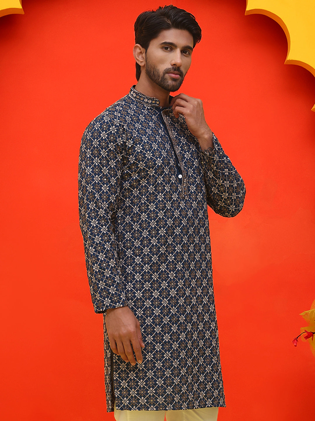 Embroidered Kurtas  For Men ( KO 5127 Peacock )