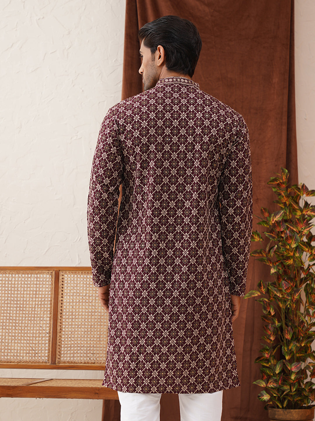 Embroidered Kurtas For Men ( KO 5127Purple )