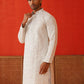 Sequins & Embroidered Kurtas For Men ( KO 5128Grey )