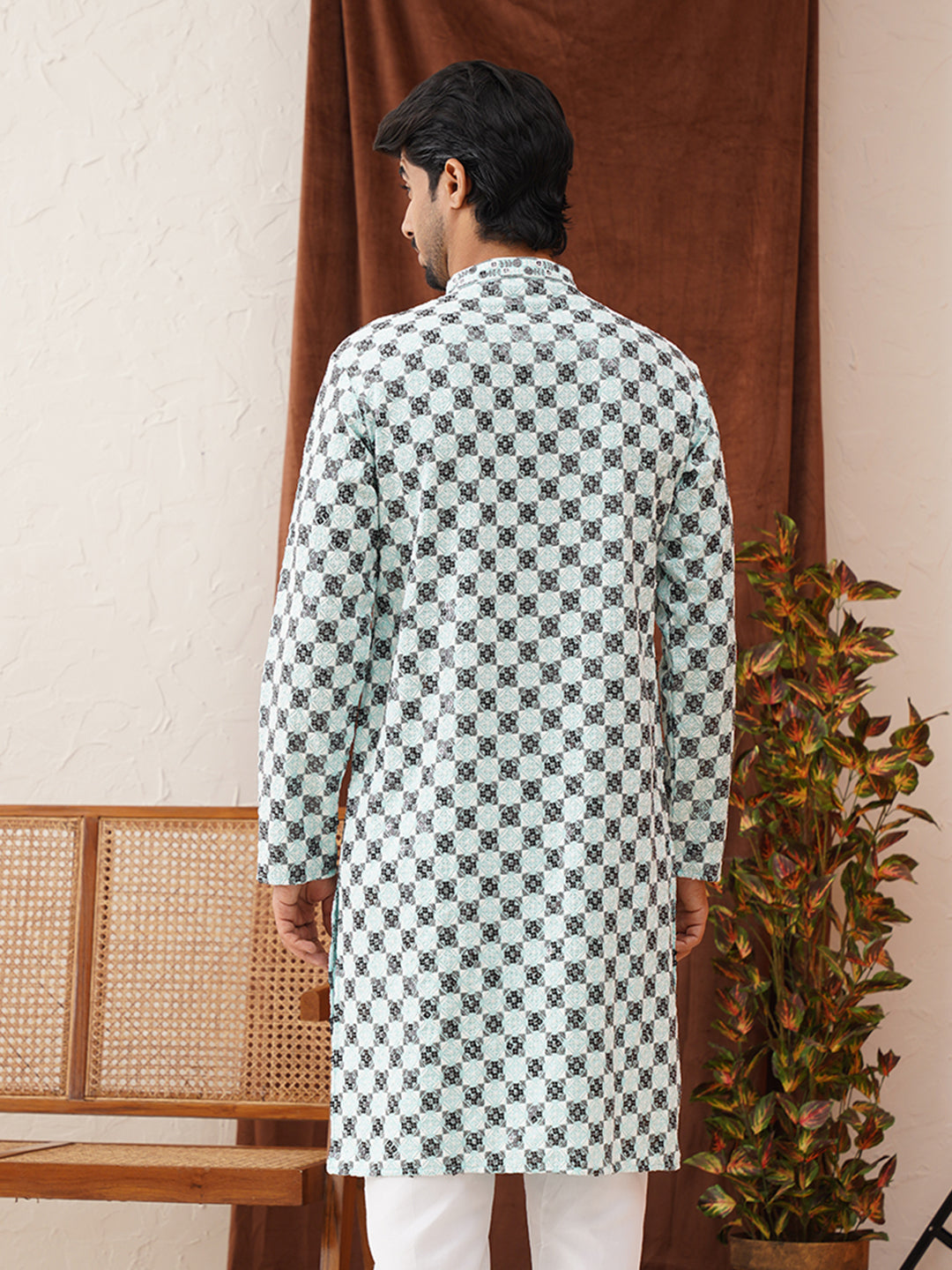 Viscose Embroidered Kurtas For Men ( KO 5129Sky )