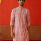 Embroidered Staight Kurtas For Men ( KO 5130Pink )
