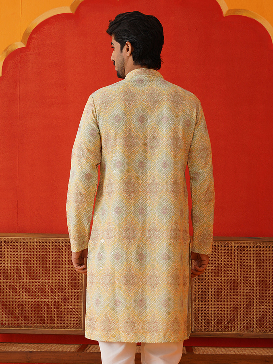 Embroidered Staight Kurtas For Men ( KO 5130Pista )