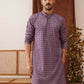 Embroidered Chikankari and Sequence Kurtas For Men ( KO 5131Purple )