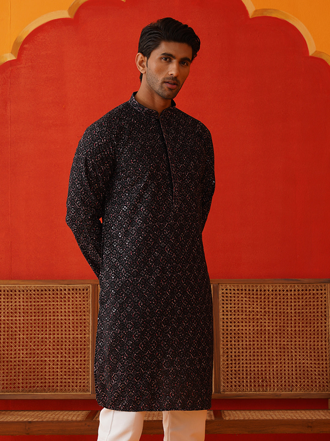 Embroidered Viscose Kurtas For Men ( KO 5132Grey )