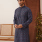 Embroidered Viscose Kurtas For Men ( KO 5133Navy )