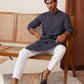 Embroidered Viscose Kurtas For Men ( KO 5133Navy )