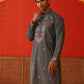 Men Grey Floral Embroidered Kurtas ( KO 5134Dark-Grey )