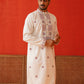 Men White Floral Embroidered Kurtas ( KO 5134White )