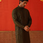 Men's Embroidered & Sequence Kurtas ( KO 5136Olive )