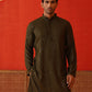 Men's Embroidered & Sequence Kurtas ( KO 5136Olive )