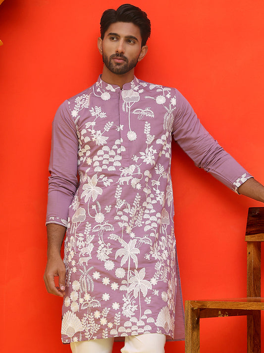 Embroidered Straight Kurtas ( KO 5137 Magenta )