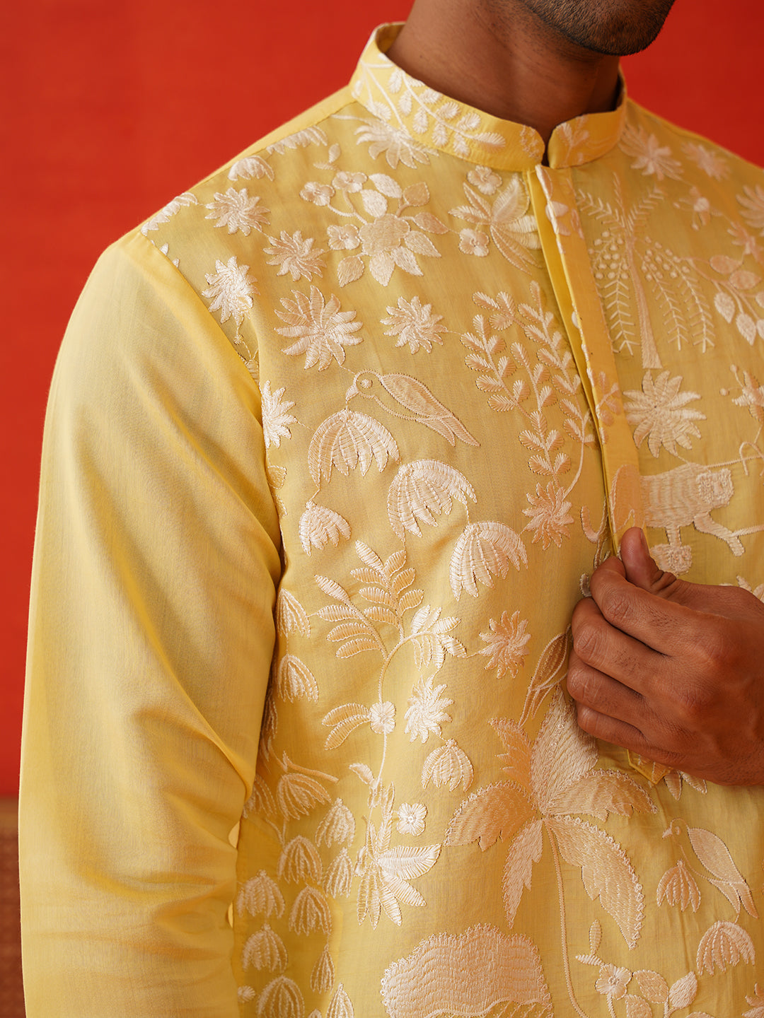 Embroidered Straight Kurtas. ( KO 5137Yellow )