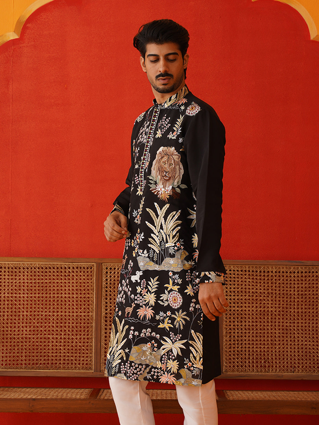 Floral Embroidered and Sequins Kurtas ( KO 5138Black )