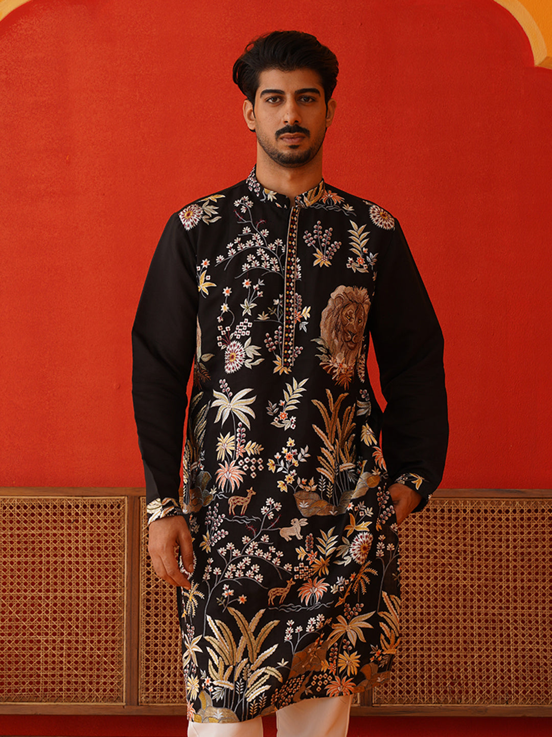 Floral Embroidered and Sequins Kurtas ( KO 5138Black )