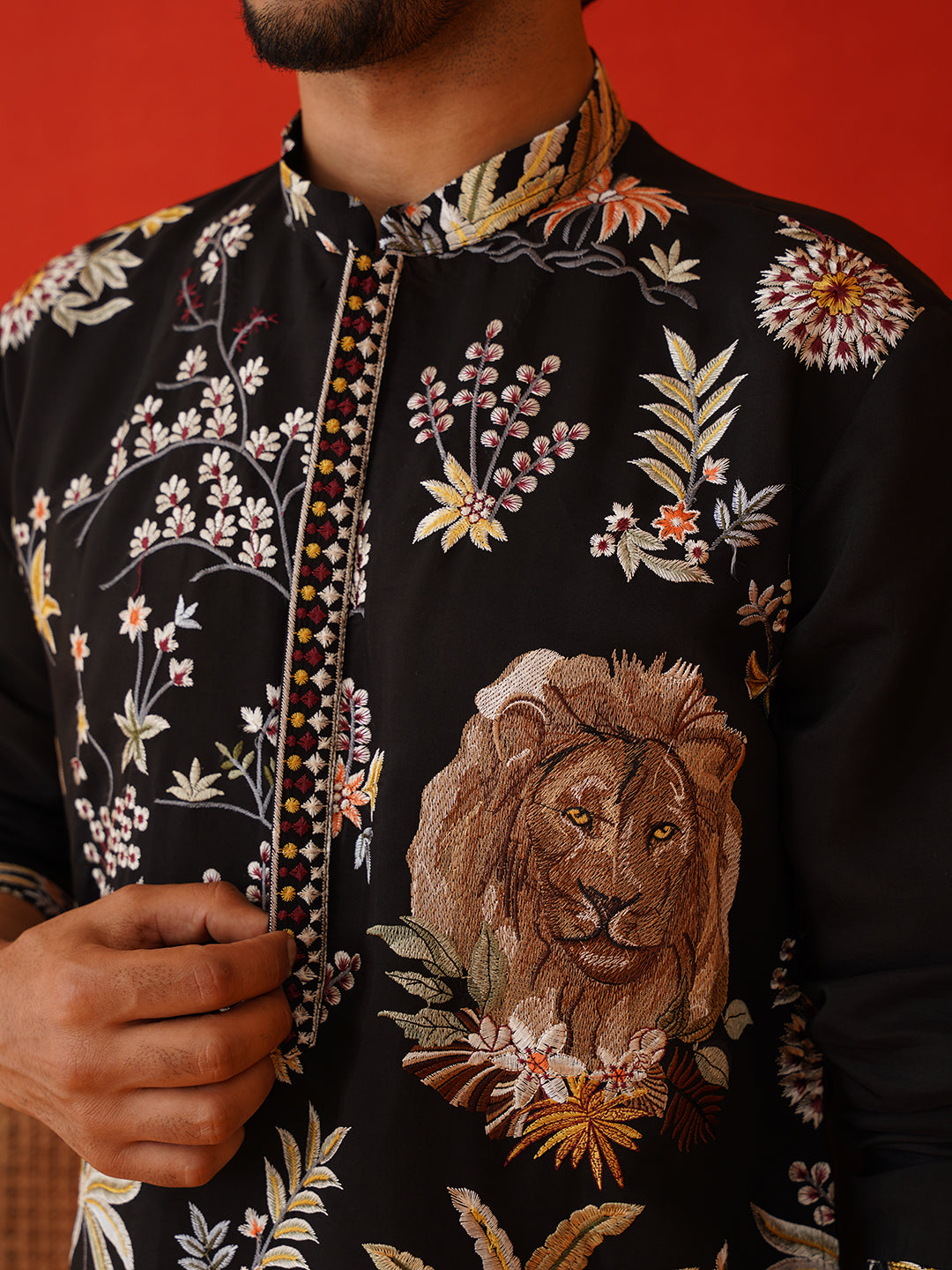 Floral Embroidered and Sequins Kurtas ( KO 5138Black )