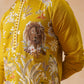Floral Embroidered and Sequins Kurta (KO 5138 Mustard ) [FF] [L-7-8]