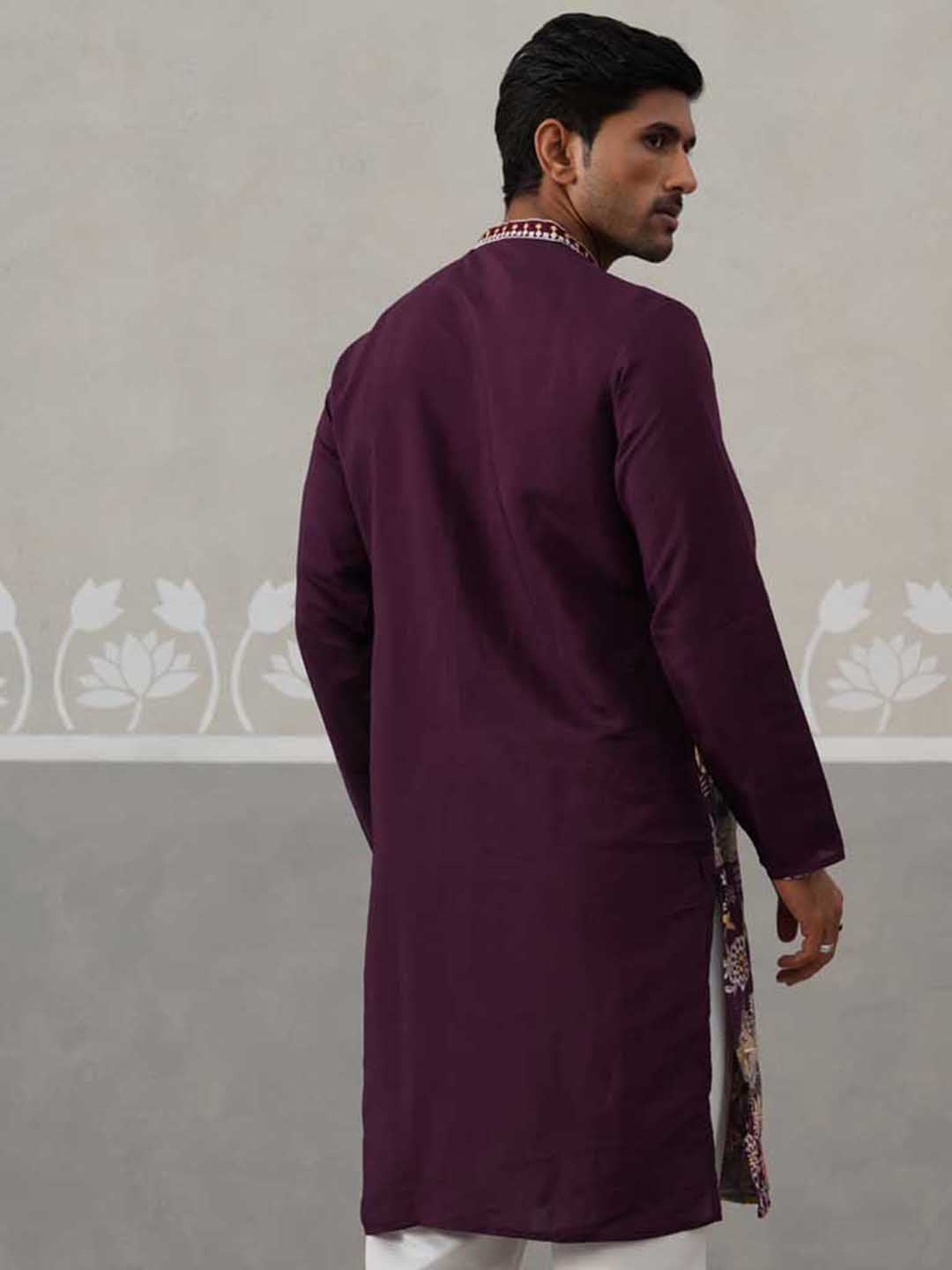 Floral Embroidered and Sequins Kurta (KO 5138 Purple ) [FF] [L-7-8]