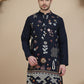 Embroidered Silk Blend Kurtas ( KO 5140 Navy )