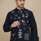 Embroidered Silk Blend Kurtas ( KO 5140 Navy )