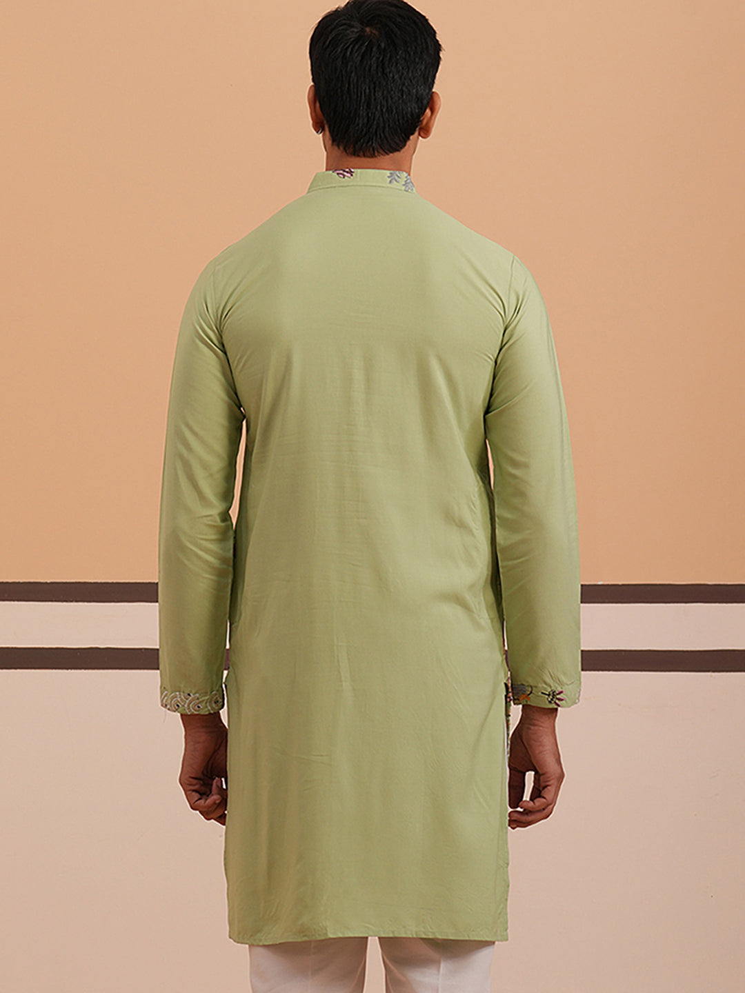 Floral Embroidered and Sequins Kurta ( KO 5140 Pista ) [FF] [D-5-6 & C5-6]