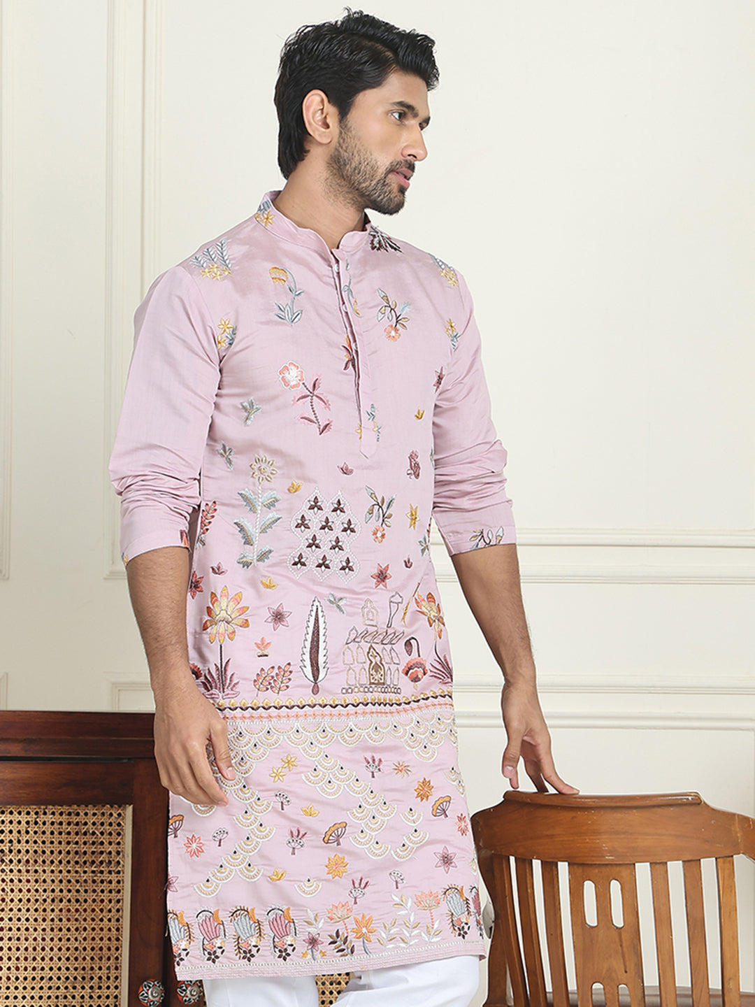 Floral Embroidered and Sequins Kurtas ( KO 5140 Purple )
