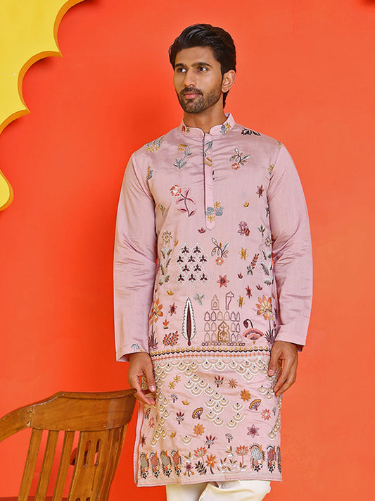 Floral Embroidered and Sequins Kurtas ( KO 5140 Purple )