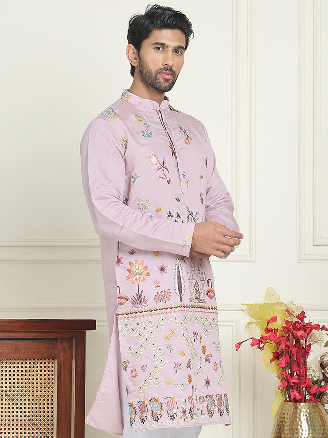 Floral Embroidered and Sequins Kurtas ( KO 5140 Purple )