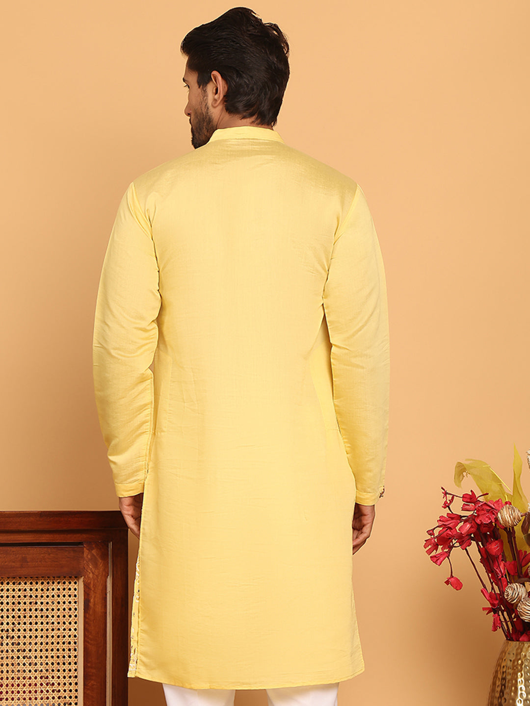 Floral Embroidered and Sequins Kurtas ( KO 5140 Yellow )