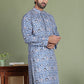 Embroidered and Printed Cotton Blend Kurtas. ( ko 5141Blue )
