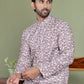 Embroidered and Printed Cotton Blend Kurtas. ( ko 5141Brown )