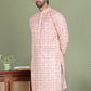 Embroidered and Printed Cotton Blend Kurtas. ( ko 5141Peach )