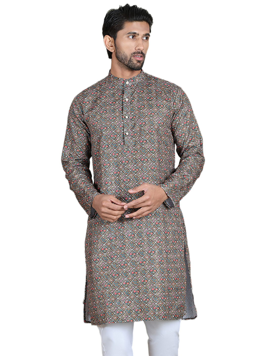 Embroidered and Printed Cotton Blend Kurtas. ( ko 5142Olive )