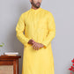 Men’s Cotton Blend Solid Kurta ( ANMKO 5144Lemon )