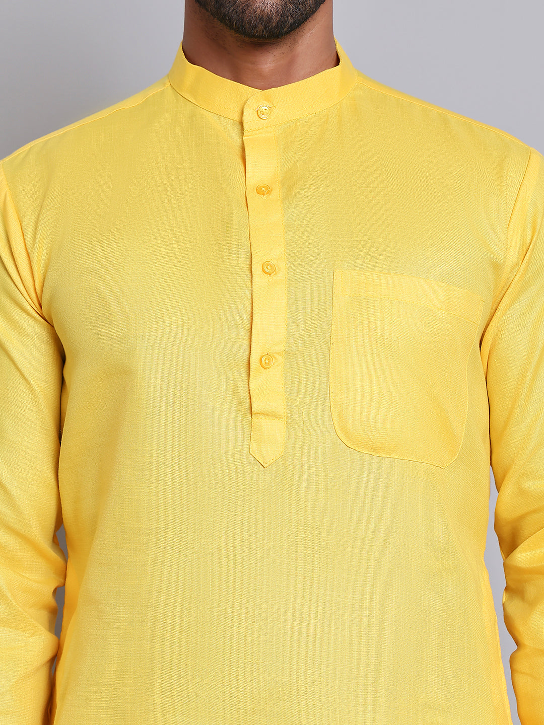 Men’s Cotton Blend Solid Kurta ( ANMKO 5144Lemon )
