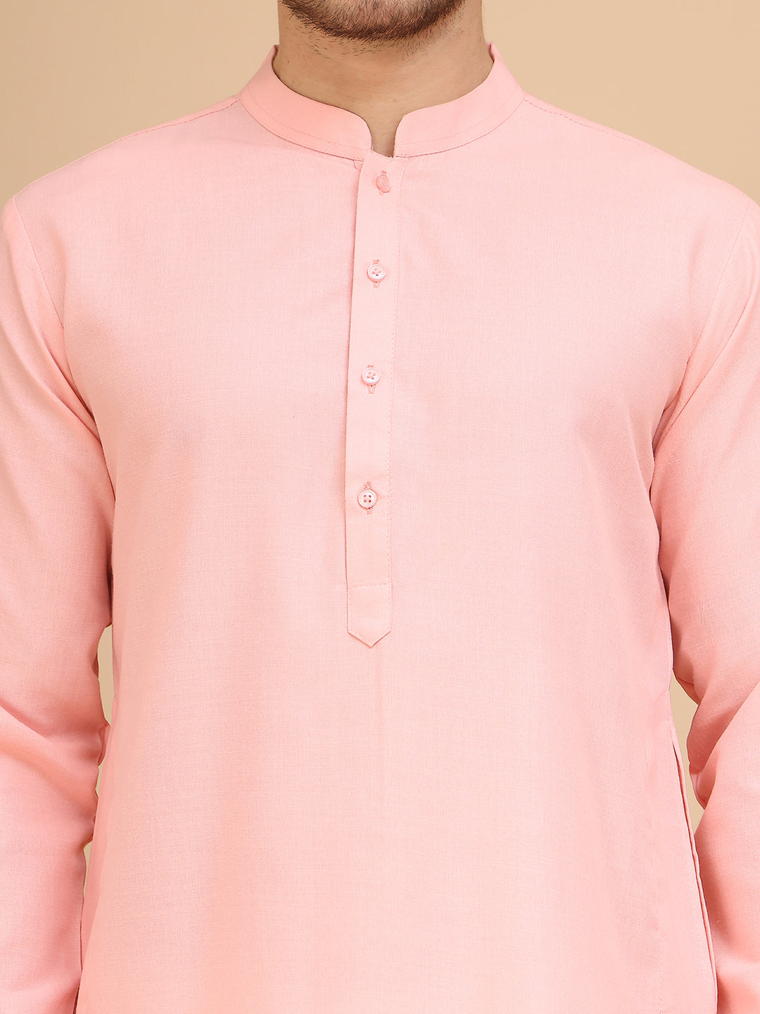 Solid Cotton Kurtas for Men ( KO 5144 Light-Pink )