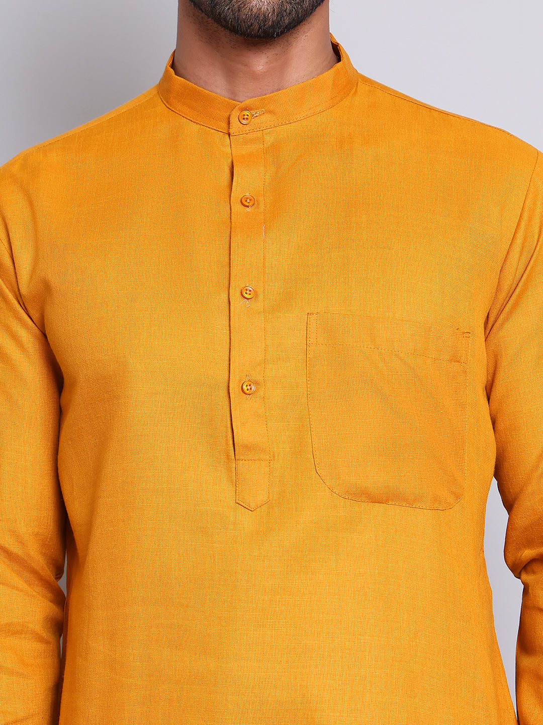 Men’s Cotton Blend Solid Kurta ( ANMKO 5144Mustard )