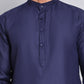 Solid Cotton Kurtas for Men ( KO 5144Navy )