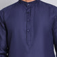 Men’s Cotton Blend Solid Kurta ( ANMKO 5144Navy )